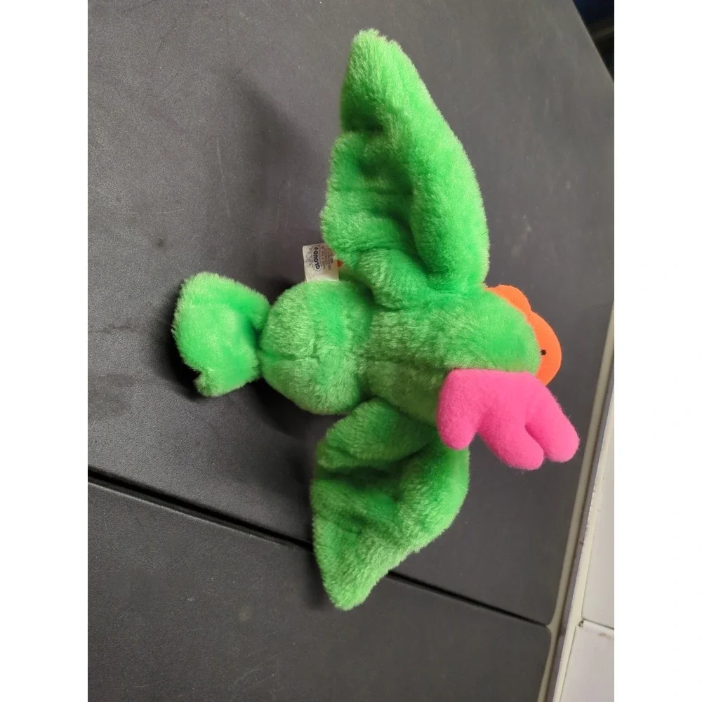 Vintage Neon Parrot Plush Toy Cloud 9 Green 12 Inch Bright Colors 80s 90s Retro